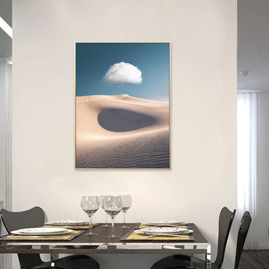 Cloud over Desert Dunes Canvas Print Nordic Textured Wall Art Decor in Soft Color Clearhalo 'Arts' 'Canvas Art' 1704633