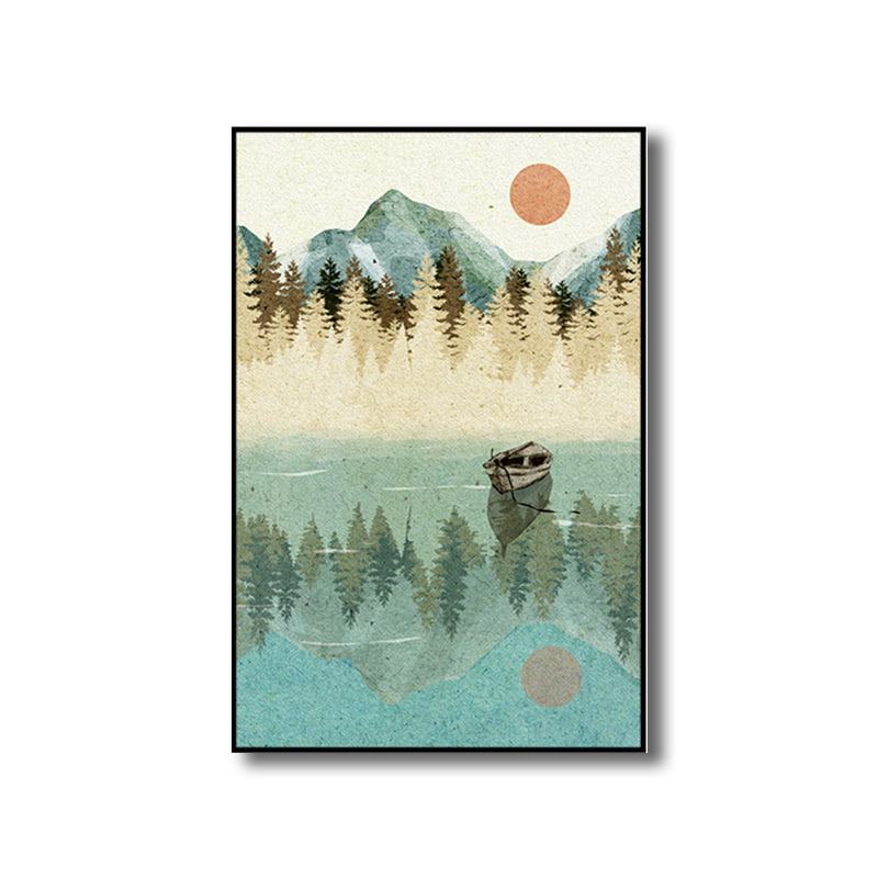 Children's Art Riverside Forest Art Canvas Soft Color Natural Landscape Wall Decor Clearhalo 'Art Gallery' 'Canvas Art' 'Kids' Arts' 1704690