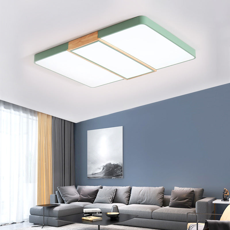 Slim Panel Rectangle Ceiling Mount Light Nordic Acrylic Green/Pink/White Ceiling Fixture for Living Room Green Clearhalo 'Ceiling Lights' 'Close To Ceiling Lights' 'Close to ceiling' 'Flush mount' Lighting' 170470