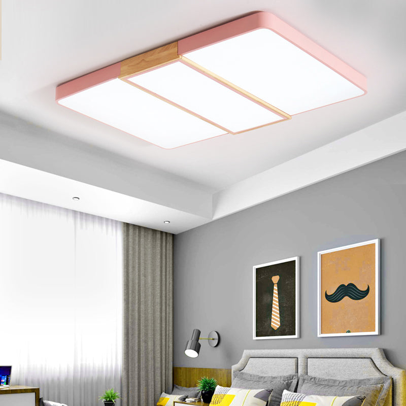 Slim Panel Rectangle Ceiling Mount Light Nordic Acrylic Green/Pink/White Ceiling Fixture for Living Room Pink Clearhalo 'Ceiling Lights' 'Close To Ceiling Lights' 'Close to ceiling' 'Flush mount' Lighting' 170472