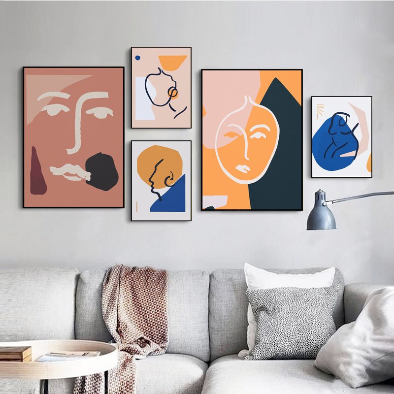 Novelty Figure's Face Art Scandinavian Style Canvas Wall Decor, Multiple Sizes Options Clearhalo 'Arts' 'Canvas Art' 1704747