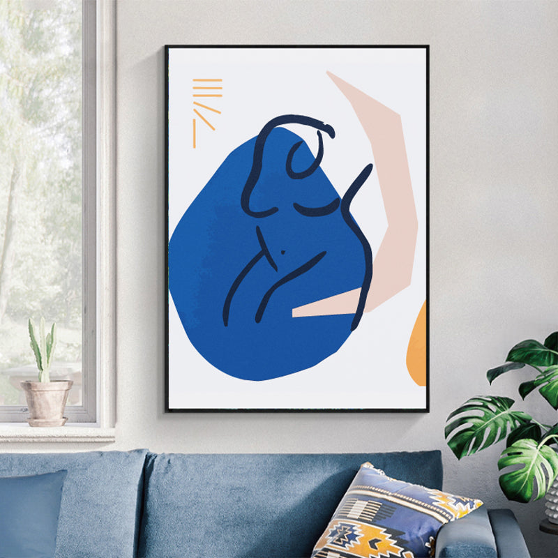 Novelty Figure's Face Art Scandinavian Style Canvas Wall Decor, Multiple Sizes Options Blue Clearhalo 'Arts' 'Canvas Art' 1704748