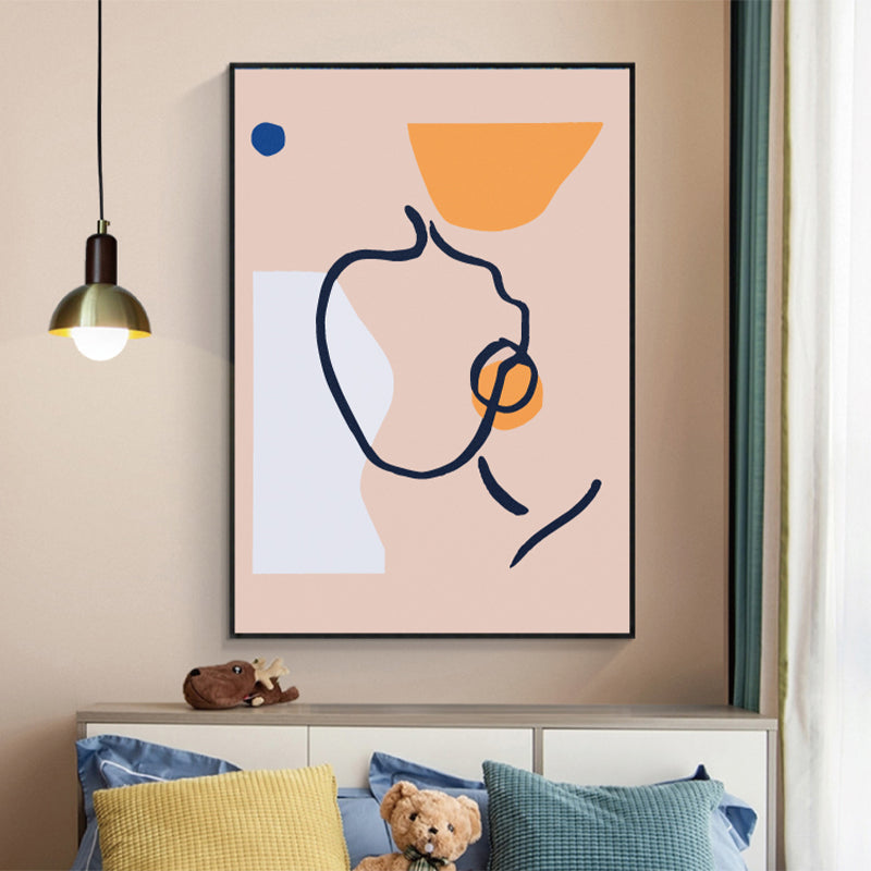 Novelty Figure's Face Art Scandinavian Style Canvas Wall Decor, Multiple Sizes Options Light Pink Clearhalo 'Arts' 'Canvas Art' 1704754