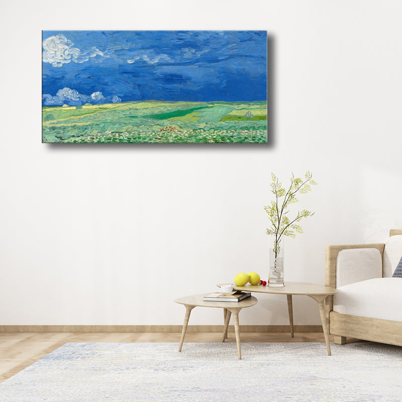 Pastel Color Farmfield View Canvas Textured Wall Art for Guest Room, Multiple Sizes Blue Clearhalo 'Arts' 'Canvas Art' 1704842