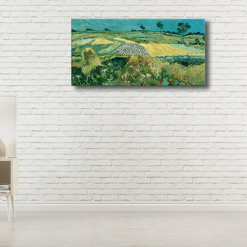 Pastel Color Farmfield View Canvas Textured Wall Art for Guest Room, Multiple Sizes Green Clearhalo 'Arts' 'Canvas Art' 1704846