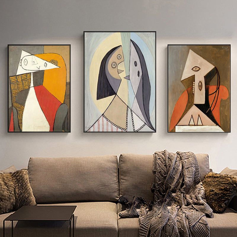 Cubism Pablo Picasso Wall Art Print Multicolored Girl Drawing Canvas for Living Room Clearhalo 'Arts' 'Canvas Art' 1704861