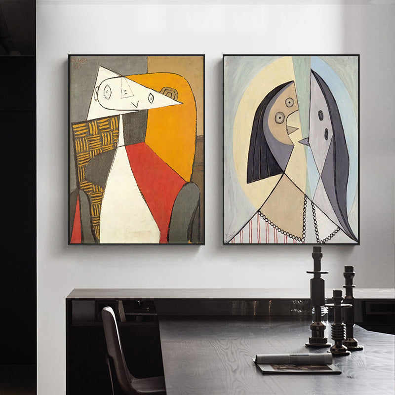 Cubism Pablo Picasso Wall Art Print Multicolored Girl Drawing Canvas for Living Room Clearhalo 'Arts' 'Canvas Art' 1704862