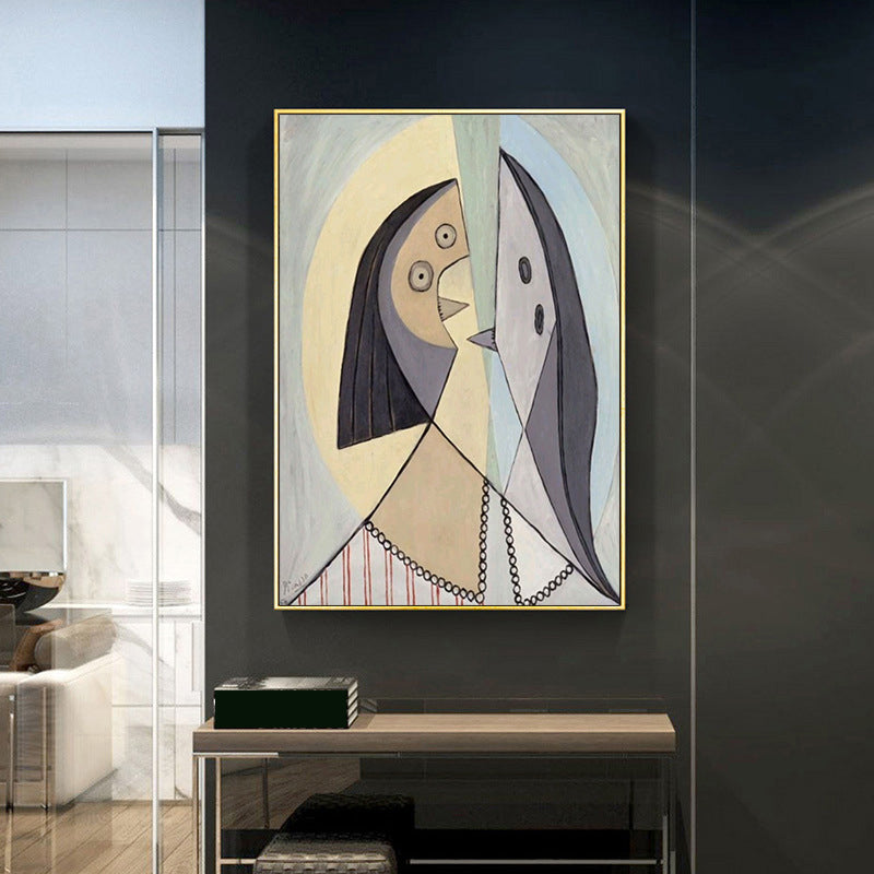 Cubism Pablo Picasso Wall Art Print Multicolored Girl Drawing Canvas for Living Room Grey Clearhalo 'Arts' 'Canvas Art' 1704863