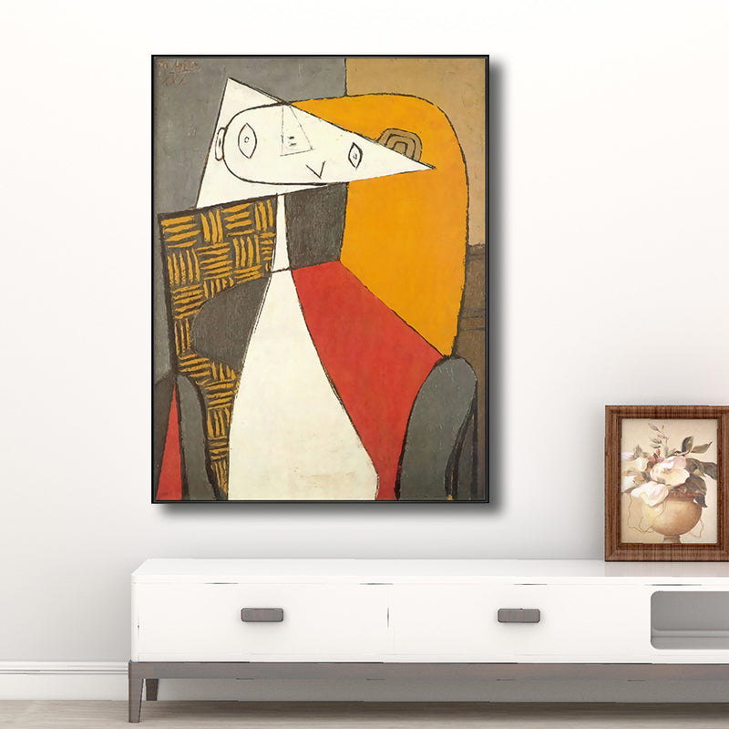 Cubism Pablo Picasso Wall Art Print Multicolored Girl Drawing Canvas for Living Room Clearhalo 'Arts' 'Canvas Art' 1704870