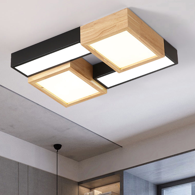 Square&Rectangle Bathroom Flush Mount Light Acrylic Modern Style 20.5"/24.5" Wide LED Black/White Ceiling Fixture Black Clearhalo 'Ceiling Lights' 'Close To Ceiling Lights' 'Close to ceiling' 'Flush mount' Lighting' 170503