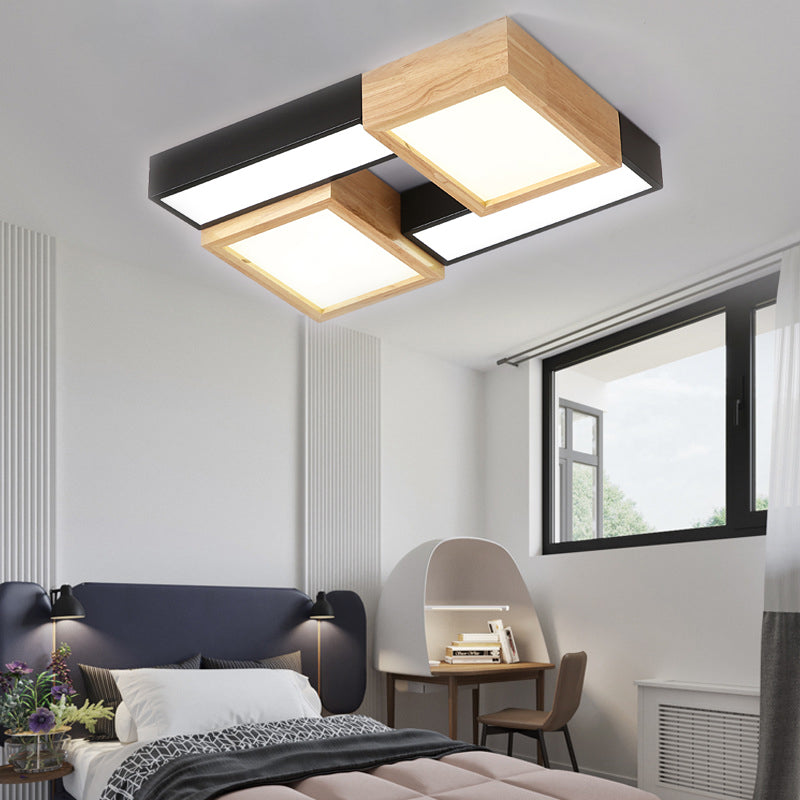 Square&Rectangle Bathroom Flush Mount Light Acrylic Modern Style 20.5"/24.5" Wide LED Black/White Ceiling Fixture Clearhalo 'Ceiling Lights' 'Close To Ceiling Lights' 'Close to ceiling' 'Flush mount' Lighting' 170504