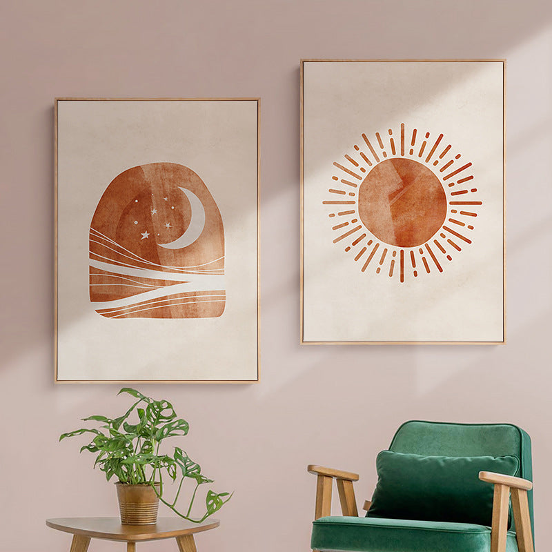 Scandinavian Style Teenagers Wall Decor Magical Cosmical Phenomena in Orange Painting Clearhalo 'Arts' 'Canvas Art' 1705053