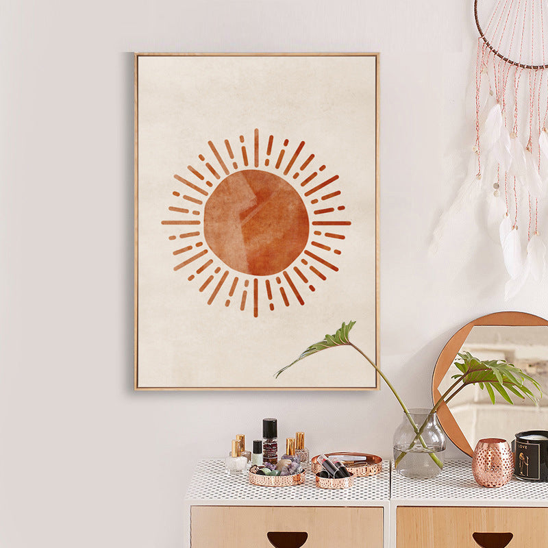 Scandinavian Style Teenagers Wall Decor Magical Cosmical Phenomena in Orange Painting Orange Sun Clearhalo 'Arts' 'Canvas Art' 1705054