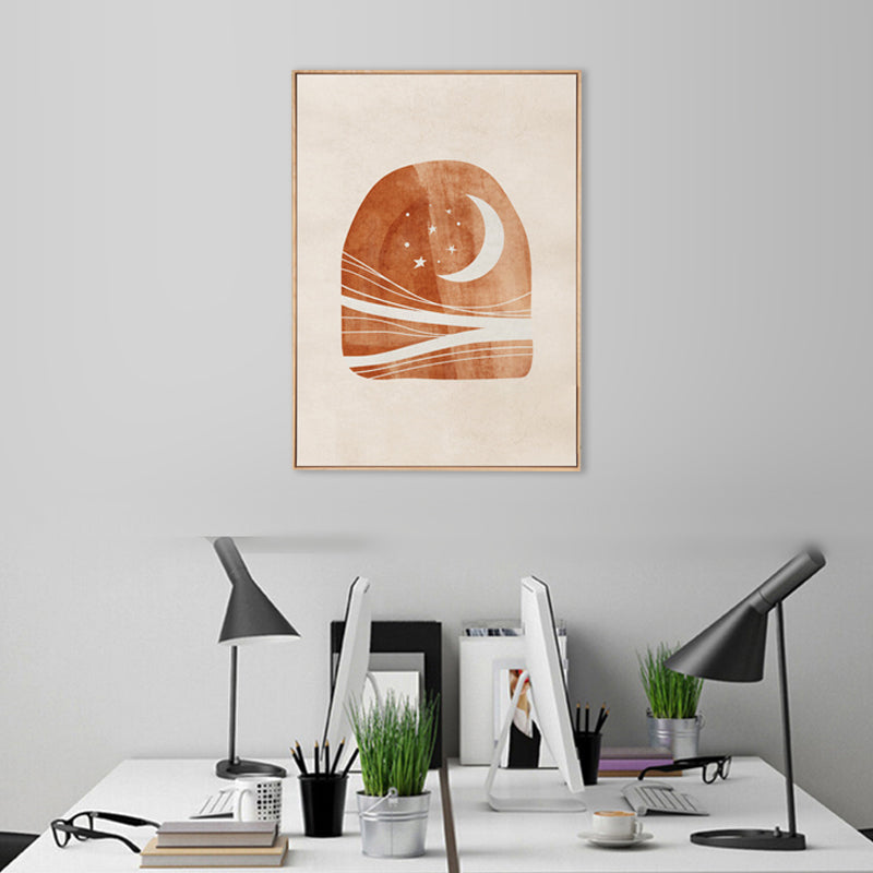 Scandinavian Style Teenagers Wall Decor Magical Cosmical Phenomena in Orange Painting Clearhalo 'Arts' 'Canvas Art' 1705062