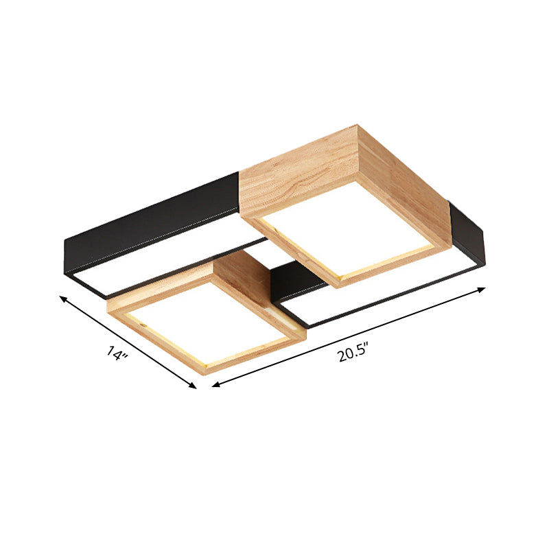 Square&Rectangle Bathroom Flush Mount Light Acrylic Modern Style 20.5"/24.5" Wide LED Black/White Ceiling Fixture Clearhalo 'Ceiling Lights' 'Close To Ceiling Lights' 'Close to ceiling' 'Flush mount' Lighting' 170507