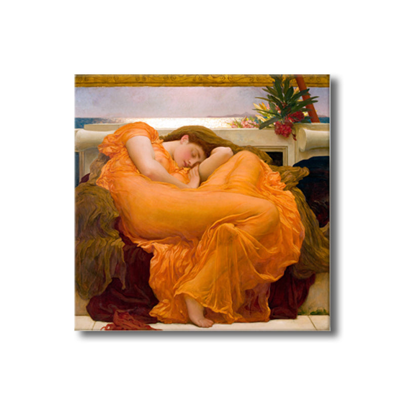 Orange Sleeping Woman Wall Decor World Culture Textured Canvas Print for Bedroom Clearhalo 'Arts' 'Canvas Art' 1705095