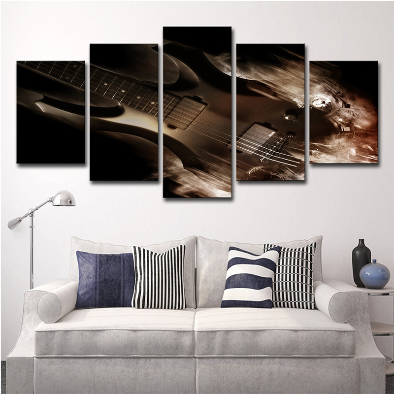 Modern Guitar Canvas Wall Art Brown Musical Instrument Wall Decor for Sitting Room Brown Clearhalo 'Art Gallery' 'Canvas Art' 'Contemporary Art Gallery' 'Modern' Arts' 1705112