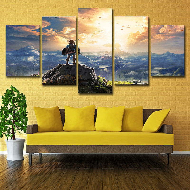 Kids Wall Art Yellow Digital Print Legend of Zelda the Breath of the Wild Canvas Yellow Clearhalo 'Art Gallery' 'Canvas Art' 'Kids' Arts' 1705222