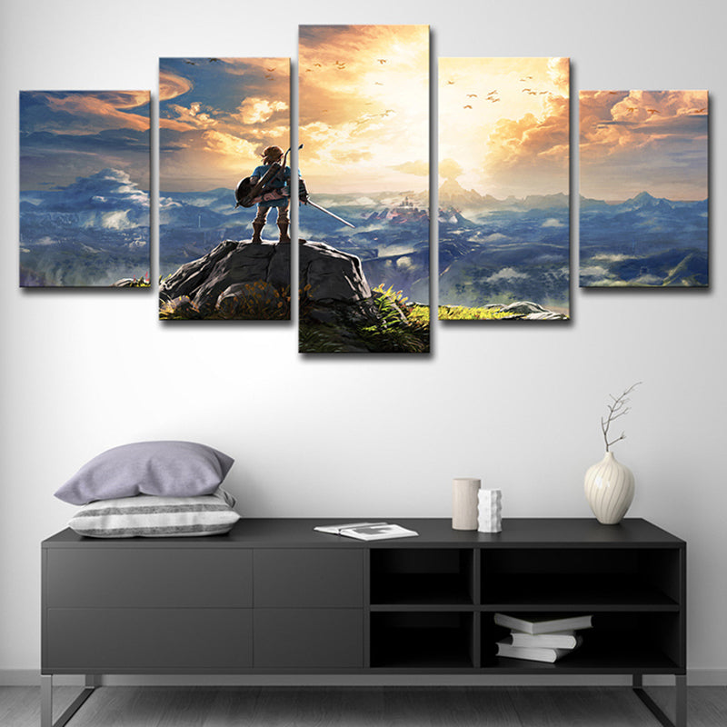 Kids Wall Art Yellow Digital Print Legend of Zelda the Breath of the Wild Canvas Clearhalo 'Art Gallery' 'Canvas Art' 'Kids' Arts' 1705223