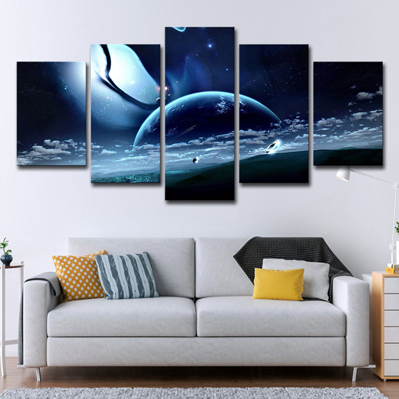 Star Trek Space View Canvas Science Fiction Multi-Piece Wall Art Decor in Dark Blue Dark Blue Clearhalo 'Art Gallery' 'Canvas Art' 'Kids' Arts' 1705254