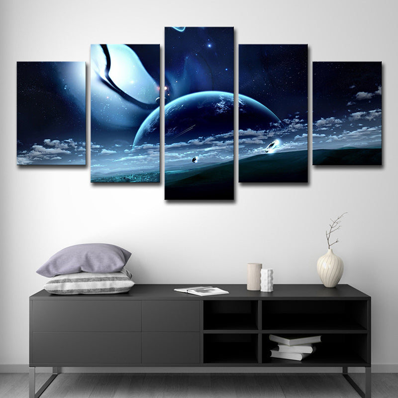 Star Trek Space View Canvas Science Fiction Multi-Piece Wall Art Decor in Dark Blue Clearhalo 'Art Gallery' 'Canvas Art' 'Kids' Arts' 1705256