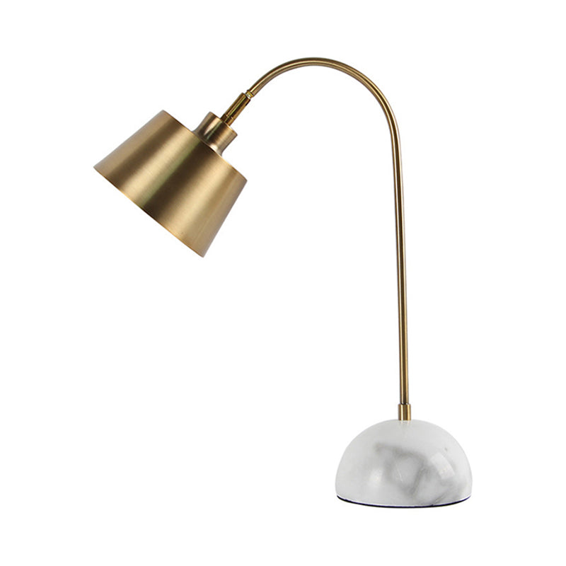 Gold Tapered Shade Table Lamp Modern Style 1-Head Metallic Standing Table Light with Marble Base Clearhalo 'Lamps' 'Table Lamps' Lighting' 170538