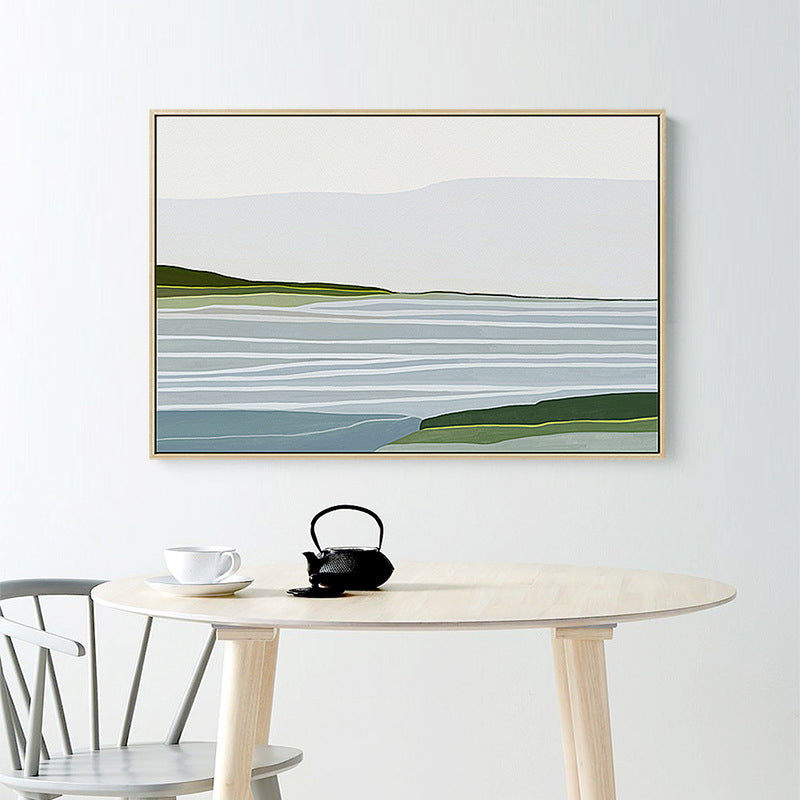 Scandinavian Sea and Hills Painting Blue Textured Wall Art Decor for Dining Room Blue Clearhalo 'Arts' 'Canvas Art' 1705496