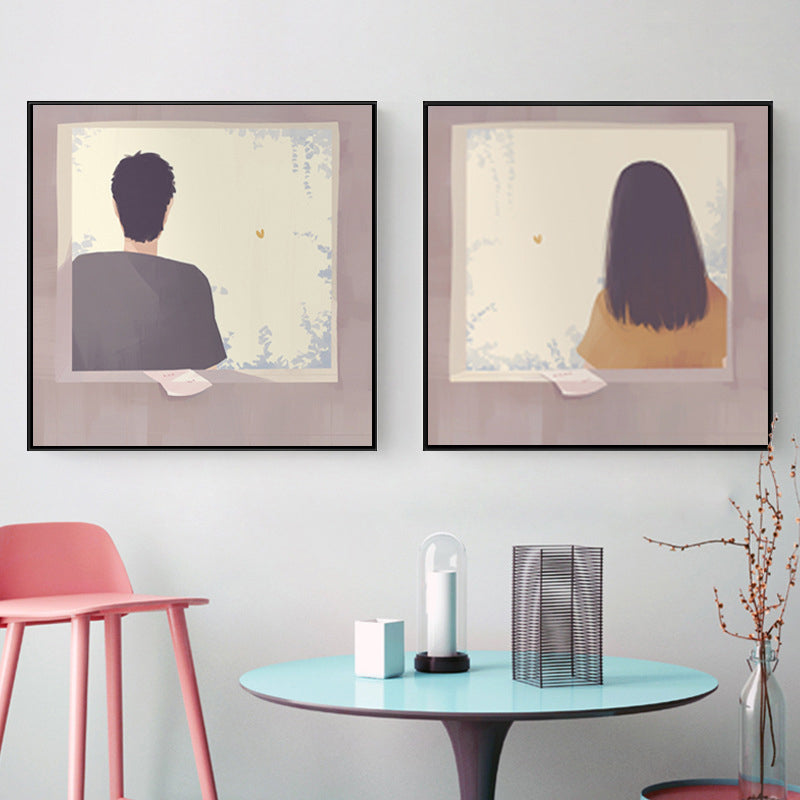 Back of the Young Canvas Nordic Textured Dining Room Wall Art in Soft Color Clearhalo 'Arts' 'Canvas Art' 1705503