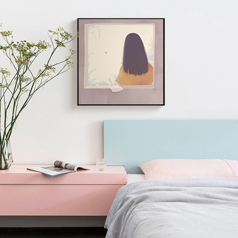 Back of the Young Canvas Nordic Textured Dining Room Wall Art in Soft Color Yellow Clearhalo 'Arts' 'Canvas Art' 1705504