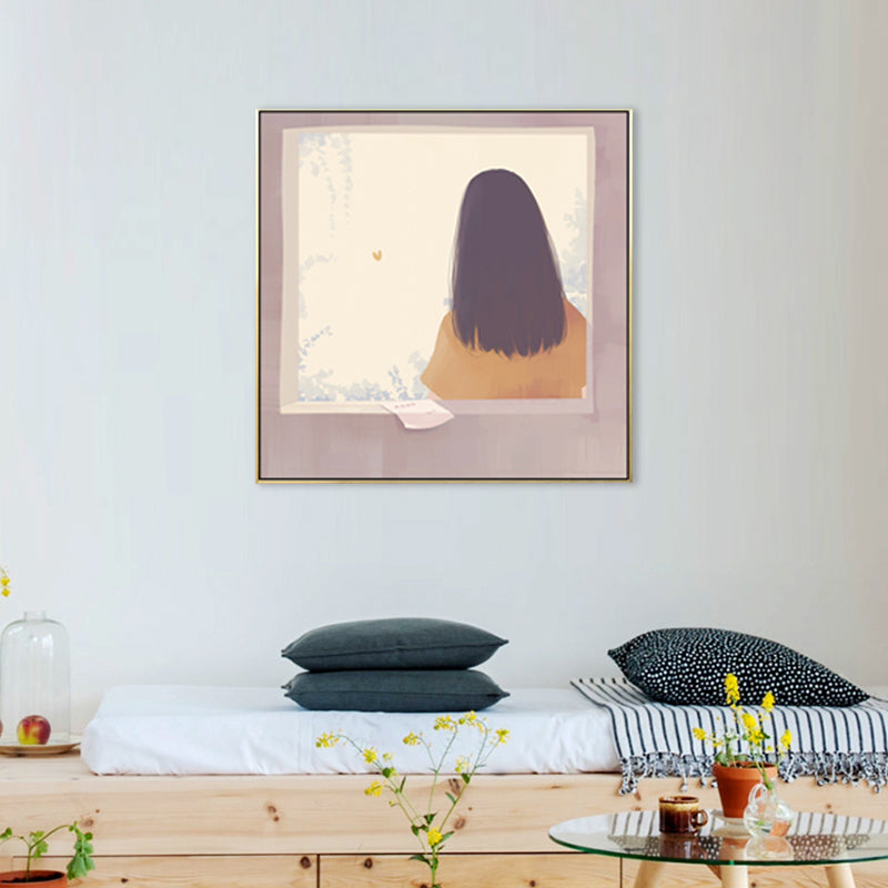 Back of the Young Canvas Nordic Textured Dining Room Wall Art in Soft Color Clearhalo 'Arts' 'Canvas Art' 1705505