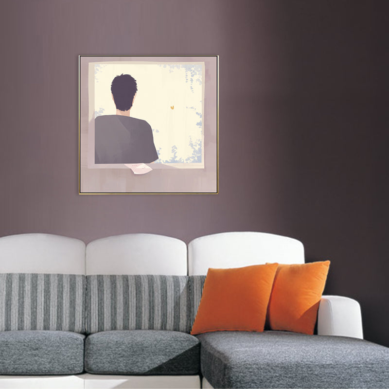 Back of the Young Canvas Nordic Textured Dining Room Wall Art in Soft Color Clearhalo 'Arts' 'Canvas Art' 1705512