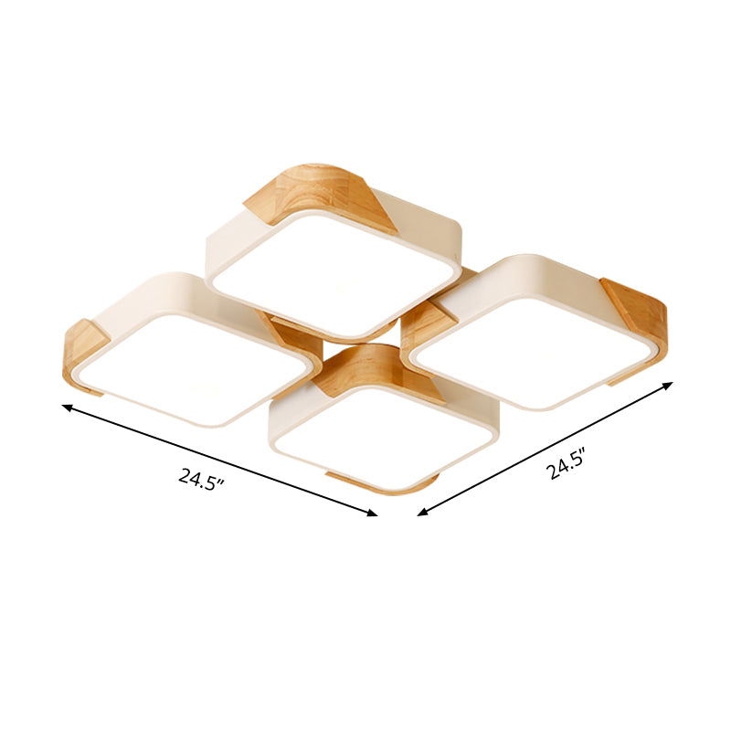 Acrylic 4-Square Ceiling Light Nordic Style LED Flush Mount Light in Warm/White Light for Nursing Room Clearhalo 'Ceiling Lights' 'Close To Ceiling Lights' 'Close to ceiling' 'Flush mount' Lighting' 170558