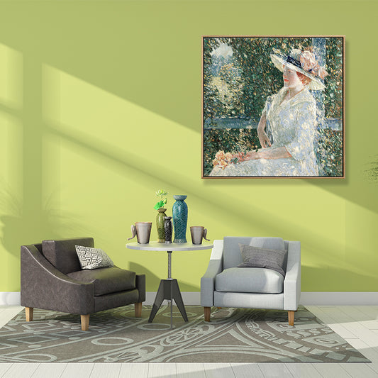 Lady Wall Art Decor Soft Color Vintage Square Canvas Print for Dining Room, Multiple Sizes Clearhalo 'Arts' 'Canvas Art' 1705640