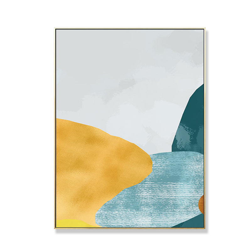 Pastel Nordic Style Wall Art Illustration Mountain River Scenery Canvas Print for Room Clearhalo 'Arts' 'Canvas Art' 1705817