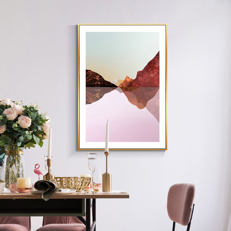 Pastel Mountain Landscape Canvas Art Textured Modern Style Dining Room Wall Decor Pink Clearhalo 'Arts' 'Canvas Art' 1705937