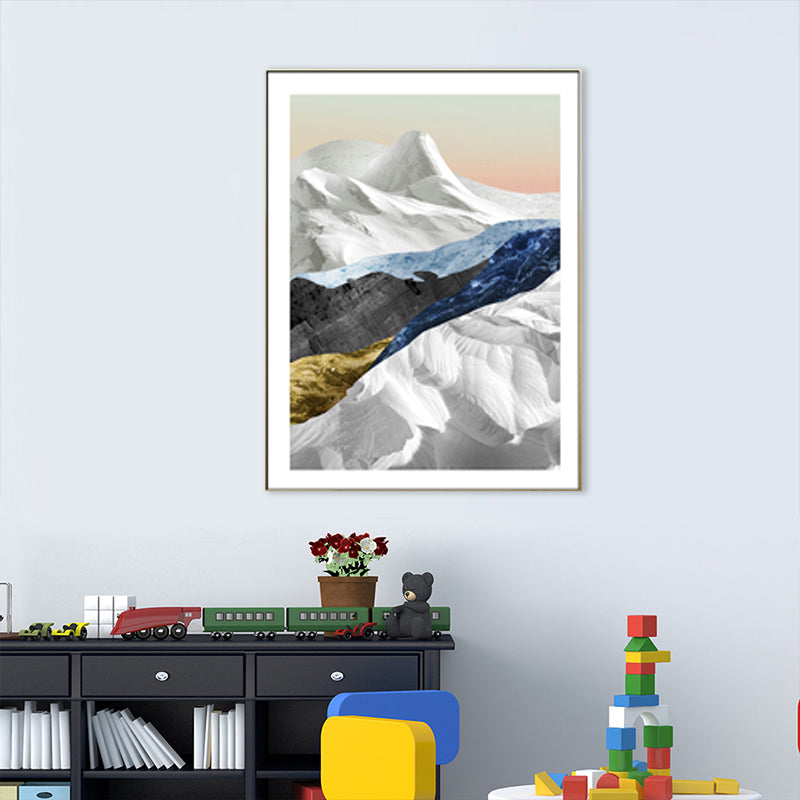 Pastel Mountain Landscape Canvas Art Textured Modern Style Dining Room Wall Decor Clearhalo 'Arts' 'Canvas Art' 1705949