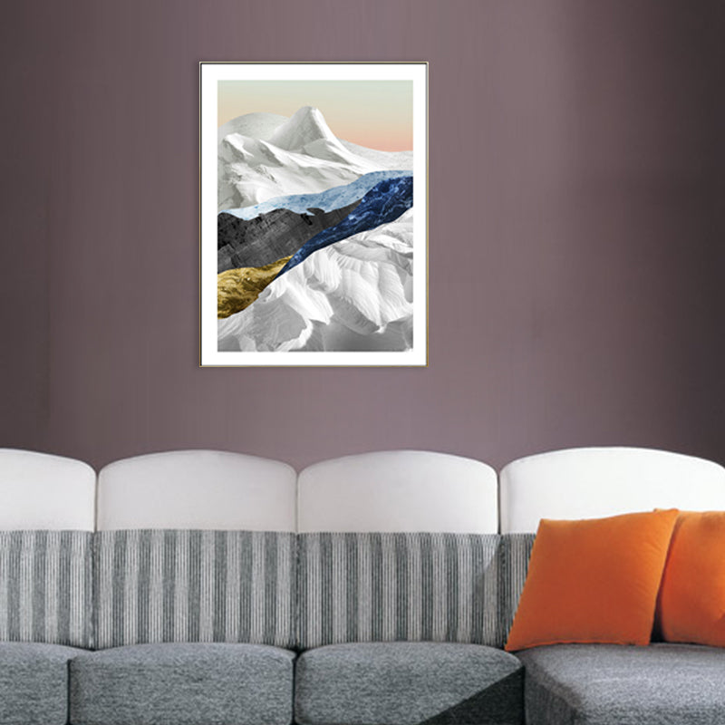 Pastel Mountain Landscape Canvas Art Textured Modern Style Dining Room Wall Decor Clearhalo 'Arts' 'Canvas Art' 1705950