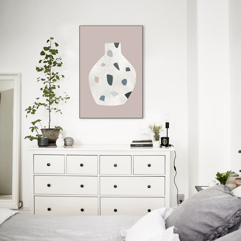 Pink Spots Jar Painting Scandinavian Style Textured Wall Art Decor for Girls Room Clearhalo 'Arts' 'Canvas Art' 1705953