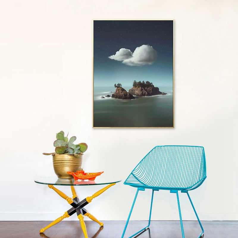 Cloud Landscape Canvas Nordic Novelty Scenery Print Wall Art in Pastel Color Blue Clearhalo 'Arts' 'Canvas Art' 1706018