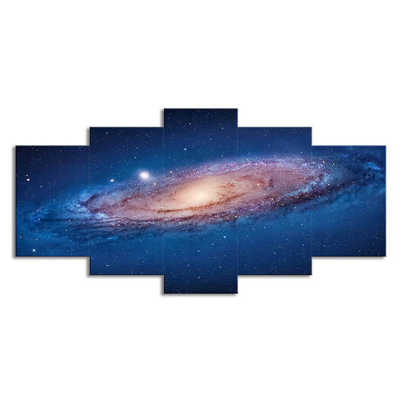 Cosmic Spiral Galaxy Canvas Print Blue Science Fiction Wall Art for Kids Room Clearhalo 'Art Gallery' 'Canvas Art' 'Kids' Arts' 1706074