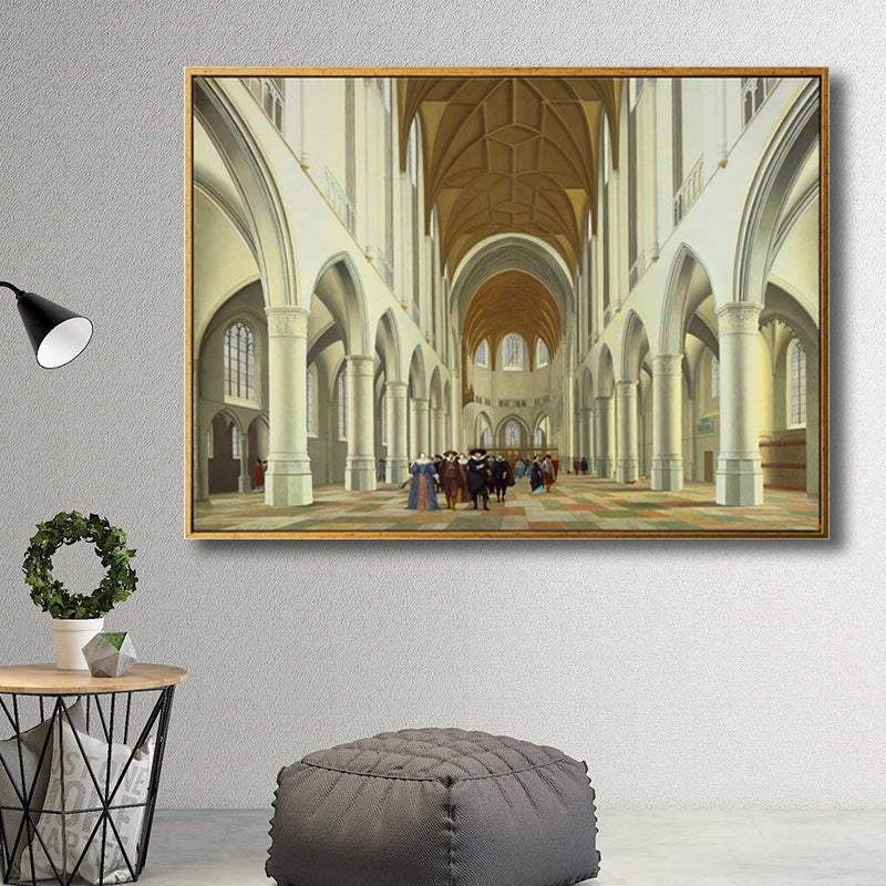 Culture St. John's Cathedral Painting Canvas Textured Yellow Wall Art Decor for Living Room Clearhalo 'Arts' 'Canvas Art' 1706092