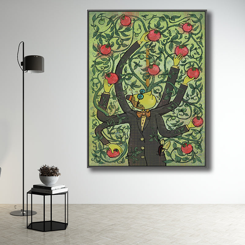 Illustration Fruit Harvesting Canvas Print Childrens Art Textured Kids Room Wall Decor Clearhalo 'Art Gallery' 'Canvas Art' 'Kids' Arts' 1706201