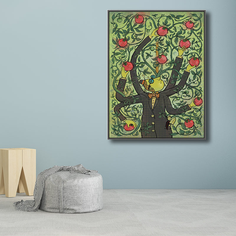 Illustration Fruit Harvesting Canvas Print Childrens Art Textured Kids Room Wall Decor Clearhalo 'Art Gallery' 'Canvas Art' 'Kids' Arts' 1706202