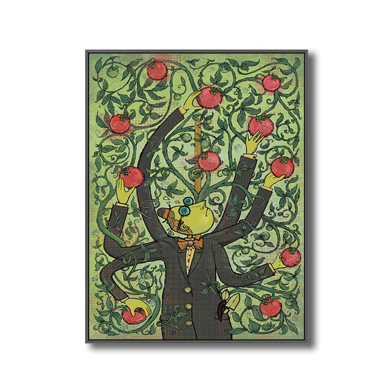 Illustration Fruit Harvesting Canvas Print Childrens Art Textured Kids Room Wall Decor Clearhalo 'Art Gallery' 'Canvas Art' 'Kids' Arts' 1706203