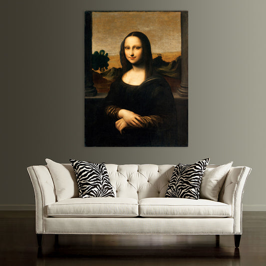 Rustic Mona Lisa Portrait Canvas Brown Textured Art Print for Living Room, Multiple Sizes Clearhalo 'Arts' 'Canvas Art' 1706218