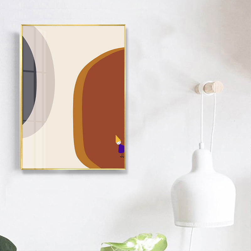 Abstract Wall Art Nordic Childlike Window Drawing Canvas Print in Pastel Color Brown Clearhalo 'Arts' 'Canvas Art' 1706371