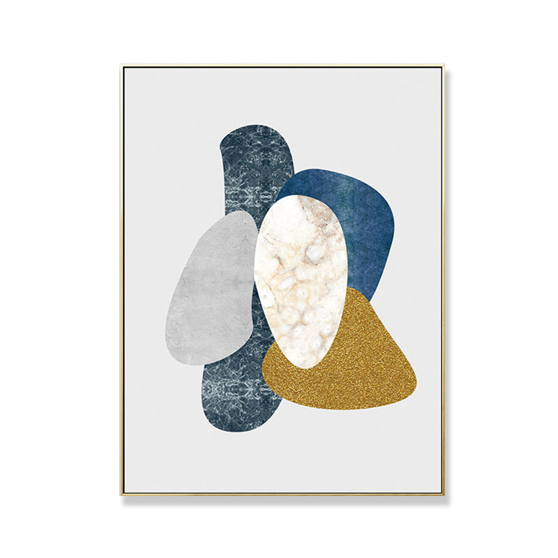 Minimalist Pebbles Drawing Art Print House Interior Canvas in Blue-Grey on White Clearhalo 'Arts' 'Canvas Art' 1706378