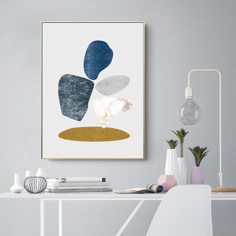 Minimalist Pebbles Drawing Art Print House Interior Canvas in Blue-Grey on White White Design 2 Clearhalo 'Arts' 'Canvas Art' 1706382