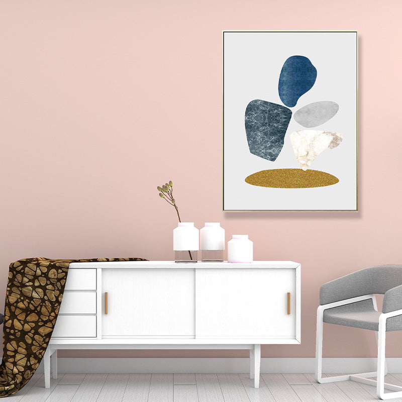 Minimalist Pebbles Drawing Art Print House Interior Canvas in Blue-Grey on White Clearhalo 'Arts' 'Canvas Art' 1706383