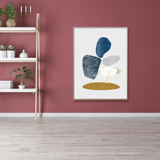 Minimalist Pebbles Drawing Art Print House Interior Canvas in Blue-Grey on White Clearhalo 'Arts' 'Canvas Art' 1706384